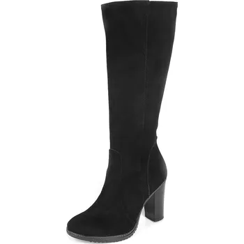 Dámské kozačky Kozačky z pravé kůže na podpatku Ema 08 černé matné, VELIKOST 37