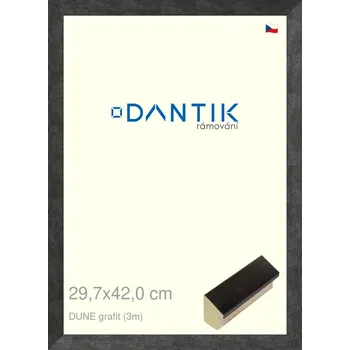 Rám na obraz DANTIK rámeček 29,7x42 | DUNE grafit (Plexi Čiré) (Vyrobeno s láskou u nás v DANTIKU)
