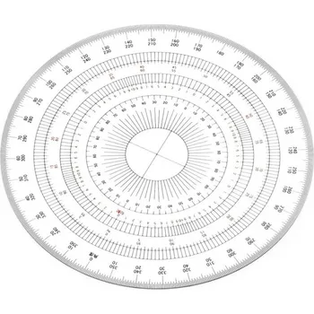 Úhloměr Japonský kruhový úhloměr DRAPAS z čirého akrylátu 360° - průměr 150 mm