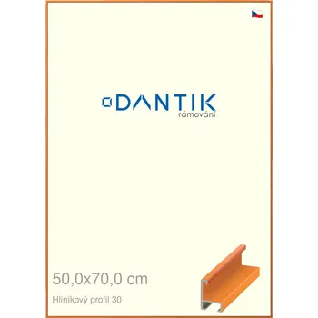 Rám na obraz DANTIK rámeček 50x70 | ALU profil 6030 Dýha barevná oranžová (Plexi Čiré) (Vyrobeno s láskou u nás v DANTIKU)