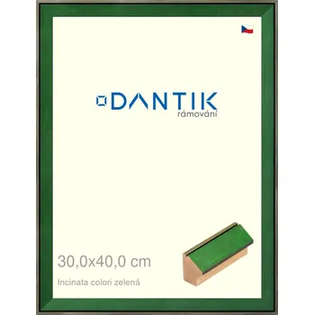 Rám na obraz DANTIK rámeček 30x40 | INCLINATA colori zelená (Plexi Čiré) (Vyrobeno s láskou u nás v DANTIKU)