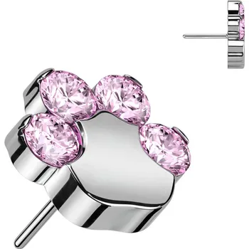 Piercing Atreya Titanová koncovka bezzávitová - zirkonová tlapka Barva: Růžová