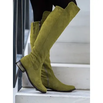 Dámské kozačky Kozačky nad kolena EMA 040 olivové, VELIKOST 37