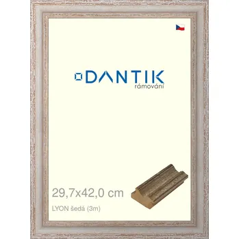 Rám na obraz DANTIK rámeček 29,7x42 | LYON šedá (Plexi Čiré) (Vyrobeno s láskou u nás v DANTIKU)