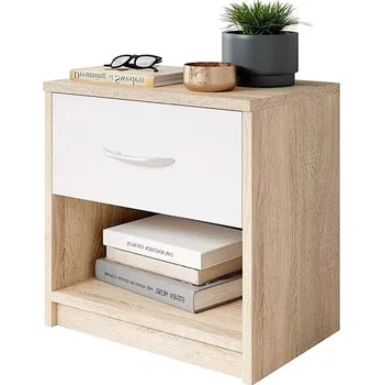 Noční stolek Noční stolek BOBO dub/bílá klasický