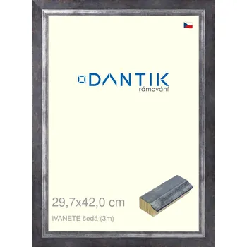 Rám na obraz DANTIK rámeček 29,7x42 | IVANETE šedá (Plexi Čiré) (Vyrobeno s láskou u nás v DANTIKU)