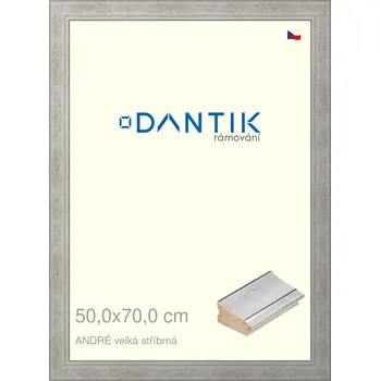 Rám na obraz DANTIK rámeček 50x70 | ANDRÉ velká stříbrná (Plexi Čiré) (Vyrobeno s láskou u nás v DANTIKU)