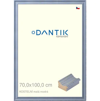 Rám na obraz DANTIK rámeček 70x100 | KOSTELNÍ malá modrá (Plexi Čiré) (Vyrobeno s láskou u nás v DANTIKU)