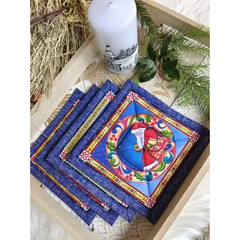 prostírání Podkafíčka - sada 4 kusy - vánoční kolekce modrá