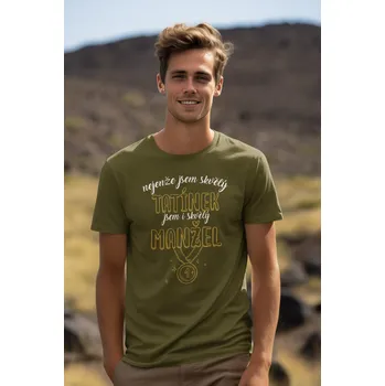 Pánské tričko Skvělý tatínek a manžel Barva: Khaki, Velikost: XL