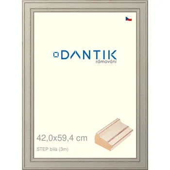 Rám na obraz DANTIK rámeček 42x59,4 | STEP bílá (Plexi Čiré) (Vyrobeno s láskou u nás v DANTIKU)