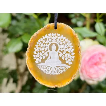 Přívěsek Přívěsek achátový plátek na kůži Buddha 28g