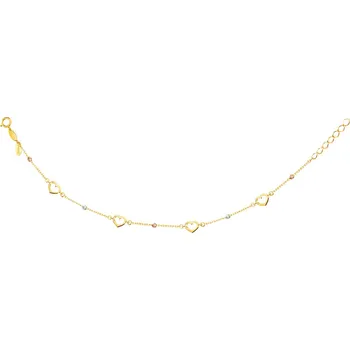 Náramek Zlatý náramek, anker - srdce, kuličky - AP533-1233