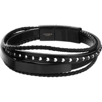 Náramek Náramek z ušlechtilé oceli a kůže - AZ533-8403