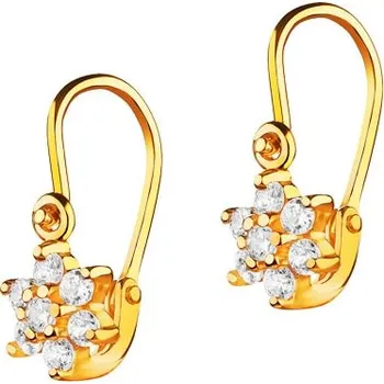 Náušnice Zlaté náušnice se zirkony - květy - K-739.01