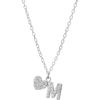 Náhrdelník stříbrný náhrdelník se zirkony - písmeno M, srdce - AP533-4582