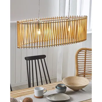Závěsná lampa MDF stropní lampa dřevěná v boho stylu Beliani