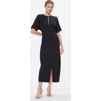 Dámské šaty Tommy Hilfiger Koktejlové šaty Shiny Interlock C-Nk Ss WW0WW40732 Tmavomodrá Regular Fit XXS