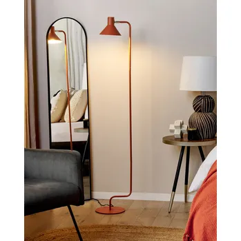 Stojací lampa Stojací lampa oranžová kovová 154 cm kuželovité stínidlo nastavitelná noční lampa ložnice obývací pokoj industriální dizajn Beliani