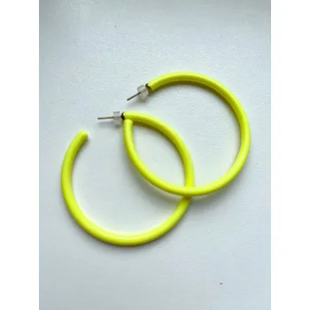 Náušnice Náušnice plastové kruhy žluté 1042