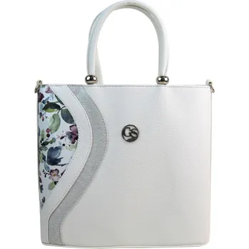 Kabelka Bílá matná dámská kabelka s decentním květinovým vzorem magnólie