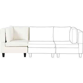 Pohovka Rohový 1místný modul krémový bílý polyesterová tkanina Čalouněné křeslo s polštářem Modulový prvek sekční pohovka Beliani