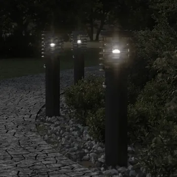 Venkovní osvětlení vidaXL Venkovní stojací lampy s čidly 3 ks černé 60 cm nerezová ocel