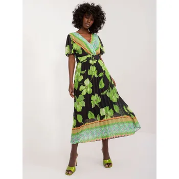 Dámské šaty Plizované šaty Italy Fashion zelenočerné EU velikost: Univerzální