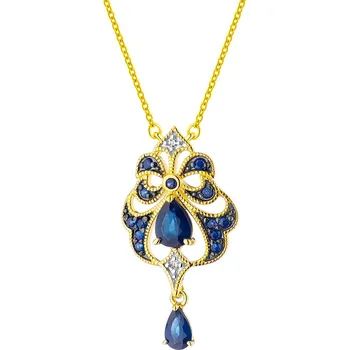 Náhrdelník Zlatý náhrdelník s diamanty a safíry - ryzost 585 - 203.170