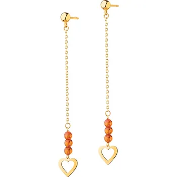 Náušnice Zlaté náušnice se syntetickými křemeny - srdce - AP534-7045