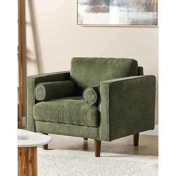 Obývací stěna Křeslo zelené čalouněné hrubě polstrovaným opěradlem klasický retro design obývací pokoj Beliani