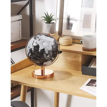 Bytová dekorace globus, dekorativní figurka, zeměkoule, bílá a černá, 20 cm Beliani