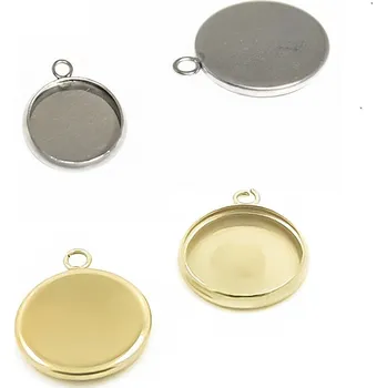 Materiál na výrobu šperku Přívěsky s lůžkem z nerez oceli - 1Ks+B - 10mm / Nerez SL / 1Ks