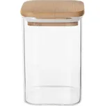 Hranatá skleněná dóza s dřevěným víkem 1,3 l