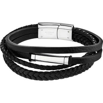 Náramek Náramek z ušlechtilé oceli s kůží - AZ532-1535
