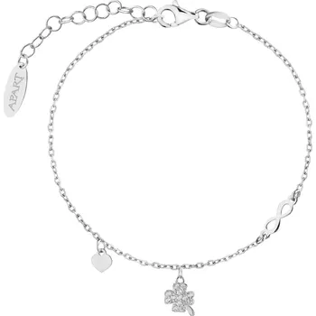 Náramek Stříbrný náramek se zirkony - čtyřlístek, srdce, nekonečno - AP537-5528