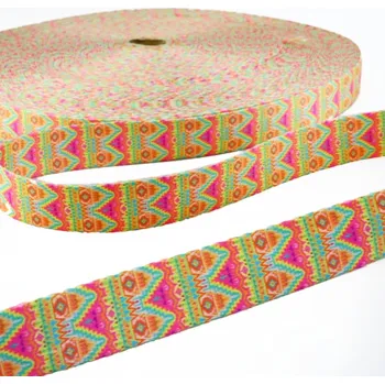 Subliprint Popruh polyesterový 25 mm vzorovaný oranžová, růžová