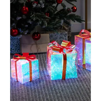 Dekorativní svítidlo Sada 3 dárků LED dekorace vícebarevné duhové světlo USB napájení zahradní dekorace Beliani