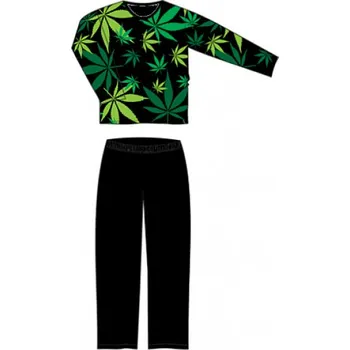 Pyžamo pánské Lonka Lopping dlouhý rukáv Tráva - černé, XXL