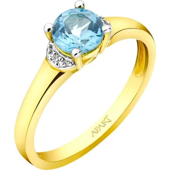 Prsten Prsten ze žlutého zlata s diamanty a topazem - ryzost 585 - 109.477