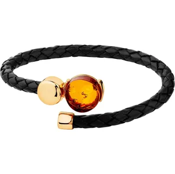 Náramek Náramek s jantarem a prvky z pozlaceného stříbra - AP531-7719