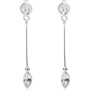 Náušnice Náušnice ze stříbra 925, úzká tyčinka, dva čiré krystaly Swarovski