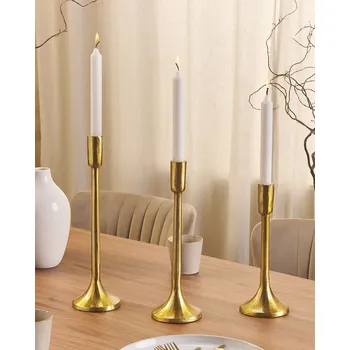 Sada 3 svícnů zlatý kov glamour styl ručně vyrobené jídelna ložnice elegantní Beliani