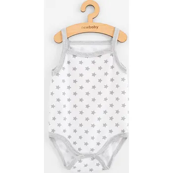 Kojenecké body bez rukávů New Baby Classic II hvězdičky šedé holka, vel. 68 (4-6m)