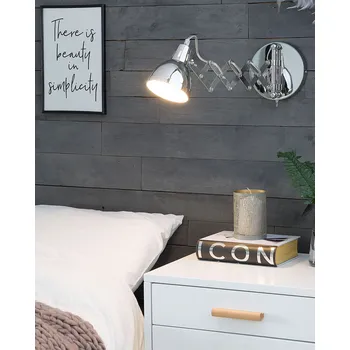 Stojací lampa Sada 2 nástěnných lamp Stříbrné kovové svítidlo Nastavitelné otočné rameno Industriální Beliani