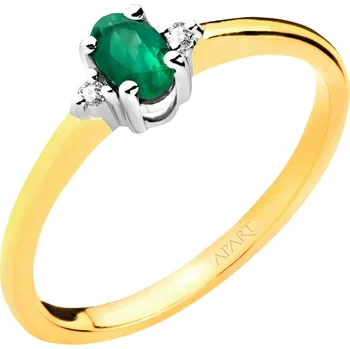 Prsten Prsten ze žlutého a bílého zlata s brilianty a smaragdem - ryzost 585 - 103.131