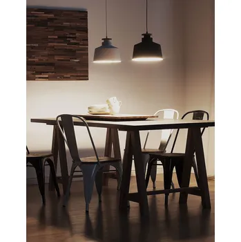 Závěsná lampa černý kov a dřevo s rolničkou ve tvaru zvonu, skandinávský styl, pro kuchyňský ostrov, obývací pokoj a jídelnu Beliani