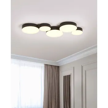 Stropní svítidlo černé kovové s LED světlem 5 kruhových světel moderní závěsné elegantní svítidlo Beliani