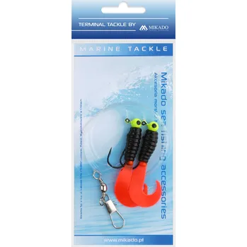 Mikado MOŘSKÝ NÁVAZEC - PILK TWIST JIGHEAD RIG 7.5cm-2x3g - ČERNÝ ČERVENÝ - 1 ks