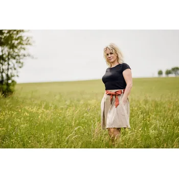 Dámská sukně Lněná dámská sukně krátká - přírodní velikost: L